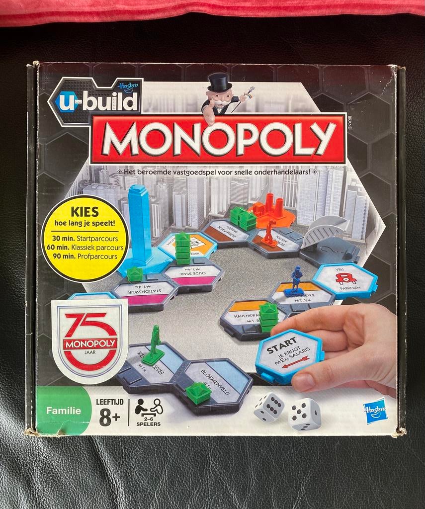 Monopoly U-Build bordspel in zgan staat, Drie of vier spelers, Ophalen of Verzenden, Gebruikt, Reisspel