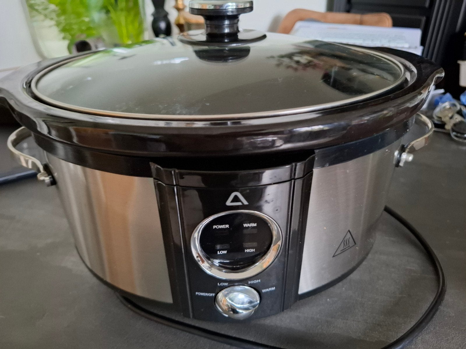 Slowcooker met glazen deksel - Zilver/Zwart, Ophalen of Verzenden, Zo goed als nieuw