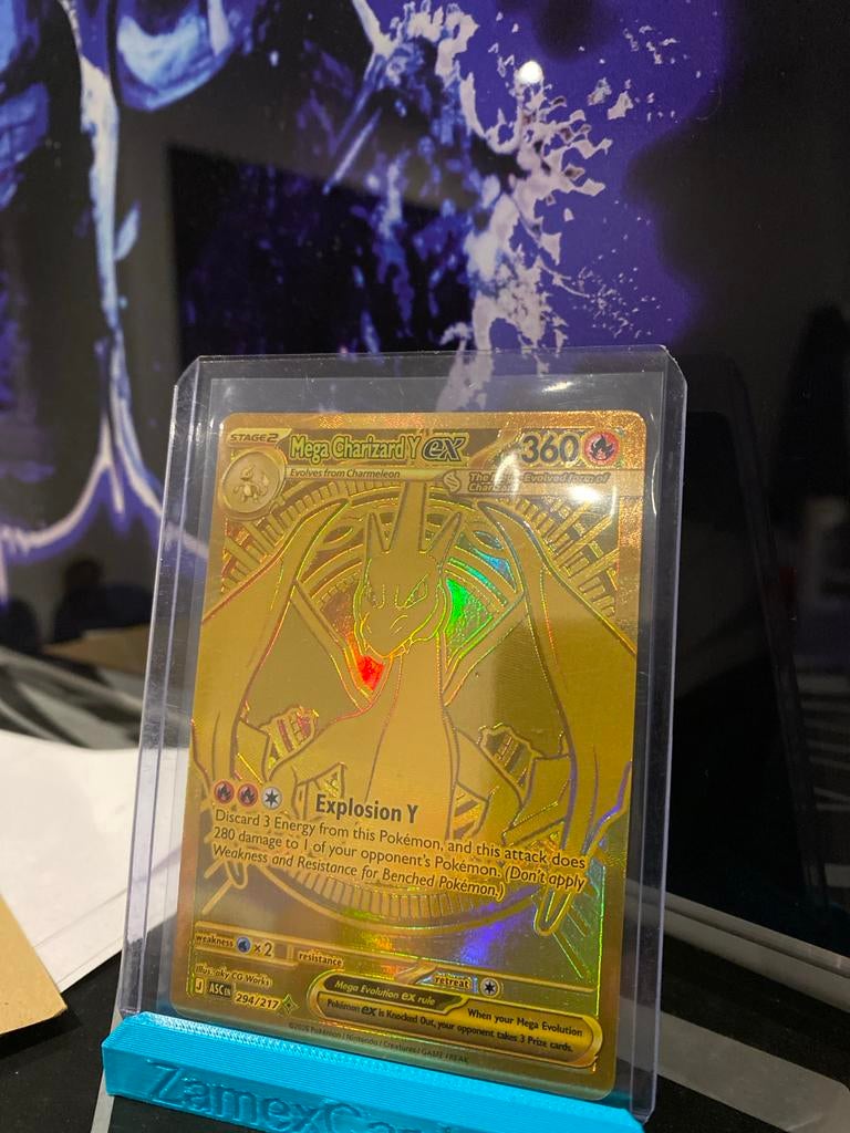 Mega Charizard Y EX Pokémon Kaart - Gouden Foil, Ophalen of Verzenden, Nieuw, Losse kaart, Foil