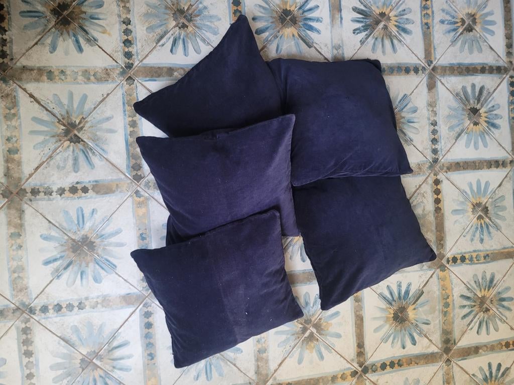 6 fluwelen kussens 40x40, Ophalen of Verzenden, Blauw, Vierkant