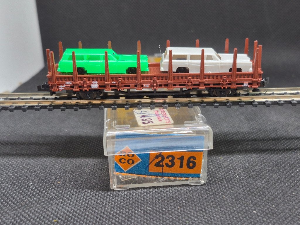 Roco 2316 - Rongenwagen met 2 auto's (16816), Gebruikt, Gelijkstroom, Wagon, Ophalen of Verzenden