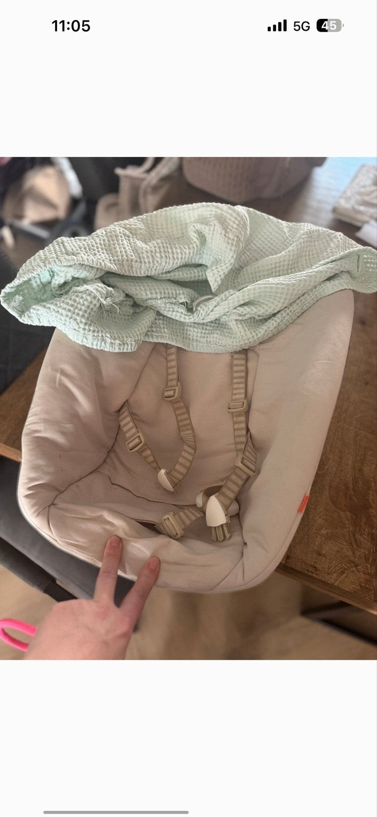 Stokke Newborn Seat, Ophalen, Gebruikt, Meegroeistoel, Gordel(s)