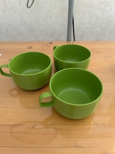 camping servies soepkop Mepal 3 stuks groen, Caravans en Kamperen, Ophalen of Verzenden, Gebruikt