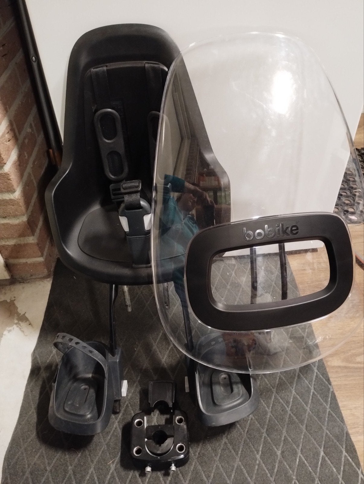 Bobike One Mini zwart incl. windscherm en adapter, Voorzitje, Ophalen of Verzenden, Bobike, Gebruikt