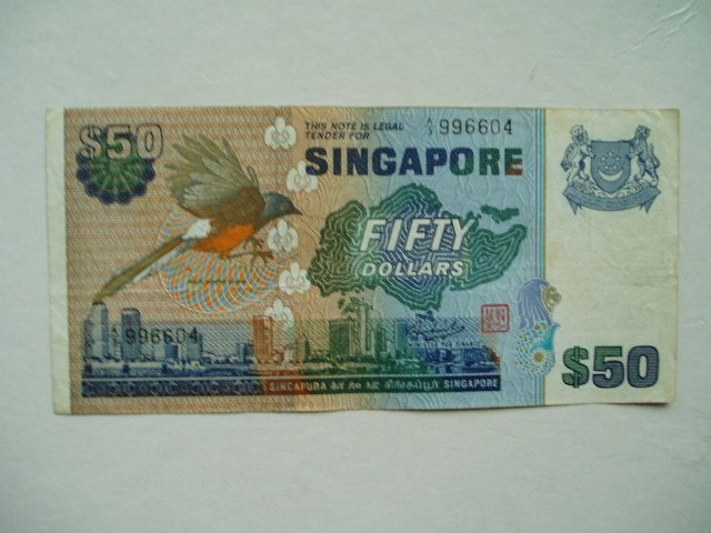 1310. Singapore, 50 dollars 1976 White-rumped Shama., Verzenden, Zuidoost-Azië, Los biljet