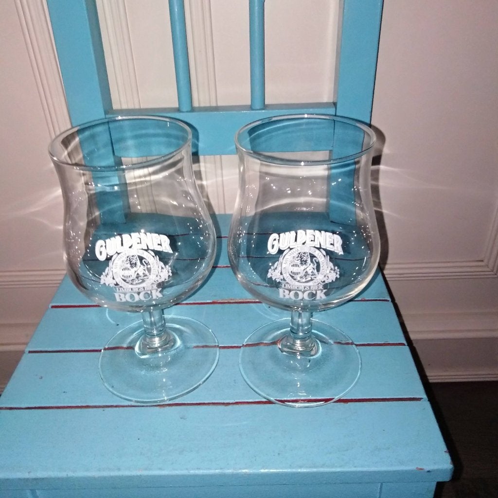 Gulpener Bock bierglazen 2 stuks, Ophalen, Gebruikt, Glas of Glazen, Overige merken