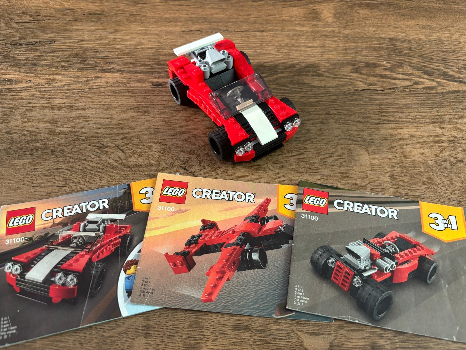 LEGO Creator 31100 Sportwagen 3-in-1 compleet met boekjes, Gebruikt, Lego, Ophalen of Verzenden, Compleet