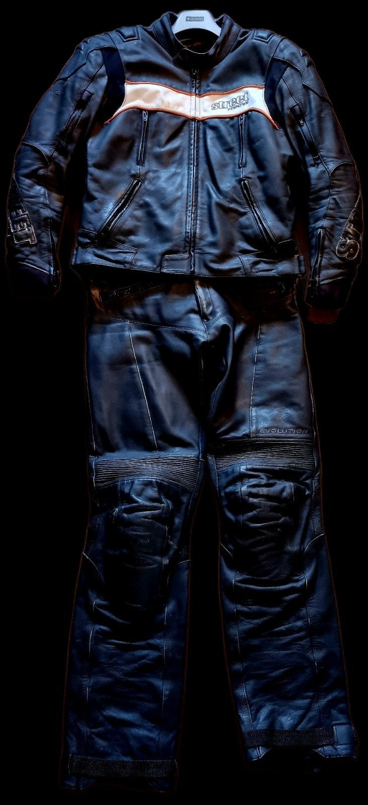 EVOLUTION STREET FIGHTER COMPLEET LEREN MOTORPAK+HANDSCHOEN, Motoren, Kleding | Motorkleding, Combipak, Dames, Heren, Tweedehands