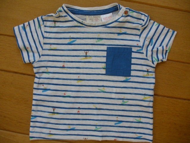 ZARA Baby Boy t- shirt wit blauw streepjes maat 68, Kinderen en Baby's, Babykleding | Maat 68, Ophalen of Verzenden, Zo goed als nieuw
