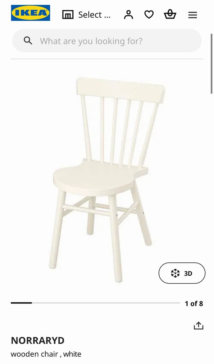 Witte houten eetkamerstoel met spijlenrug, Huis en Inrichting, Ophalen, Gebruikt, Wit, Eén