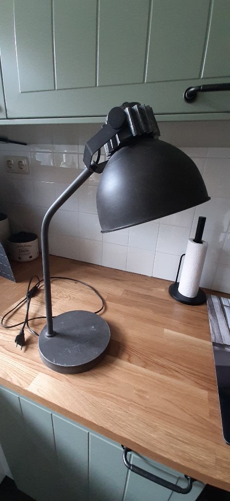 Stoere antraciet bureau-/tafellamp - Light & Living E27, Ophalen, Bureaulamp, Gebruikt, E27 (groot)