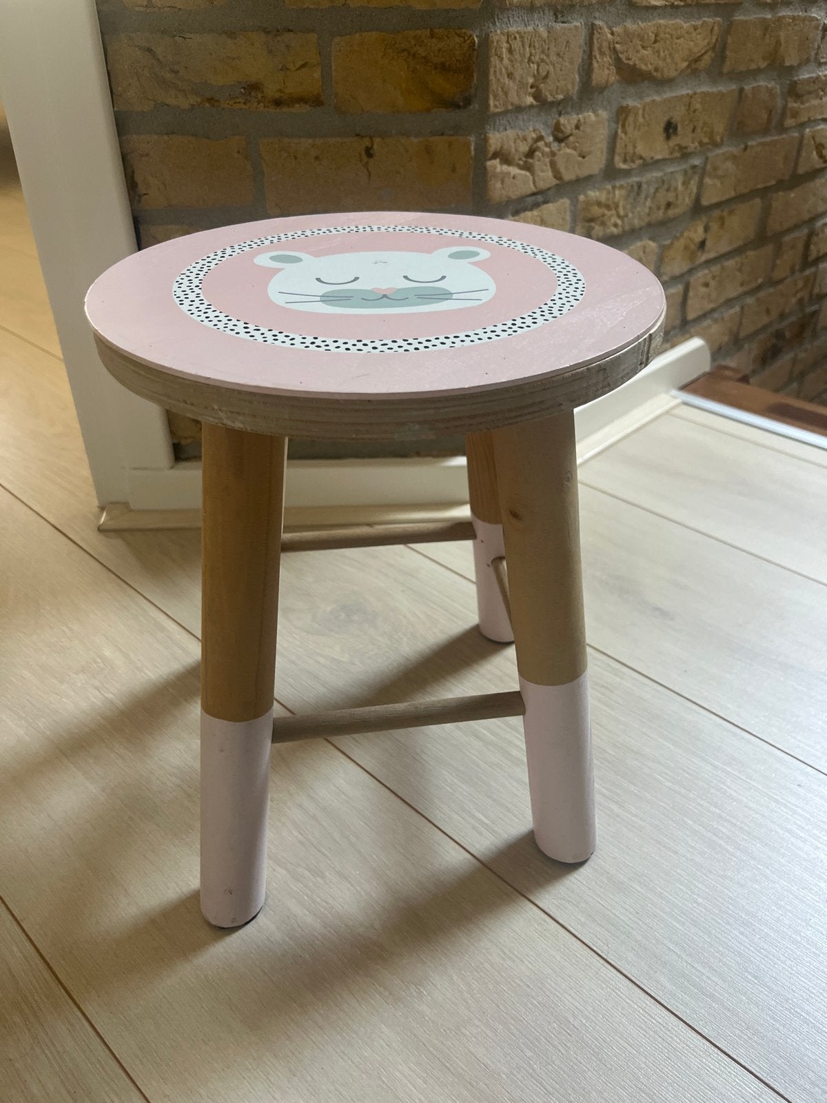Roze krukje met dierenprint voor kinderkamer, Ophalen, Zo goed als nieuw, Hout