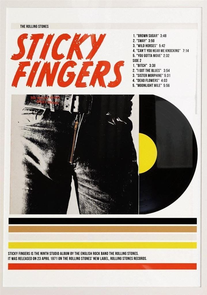 grote The Rolling Stones Sticky Fingers LP Poster, Verzenden, Nieuw, A1 t/m A3, Film en Tv