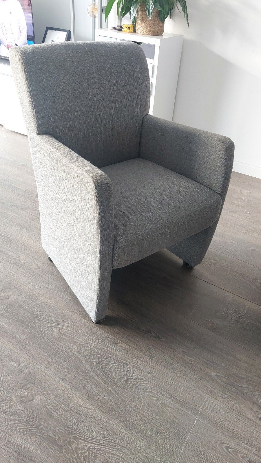 4 grijze stoelen - gebruikt maar in goede staat., Ophalen, Gebruikt, Vier, Stof