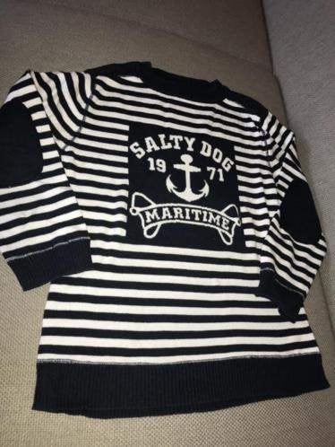 Salty dog trui 128 marine blauw wit gestreept, Verzenden, Trui of Vest, Zo goed als nieuw, Salty Dog