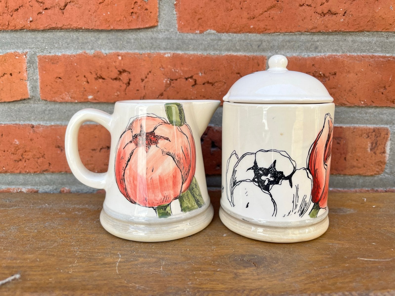 Suikerpotje en melkkannetje met Seasons by Jet, Ophalen, Keramiek, Overige typen, Zo goed als nieuw
