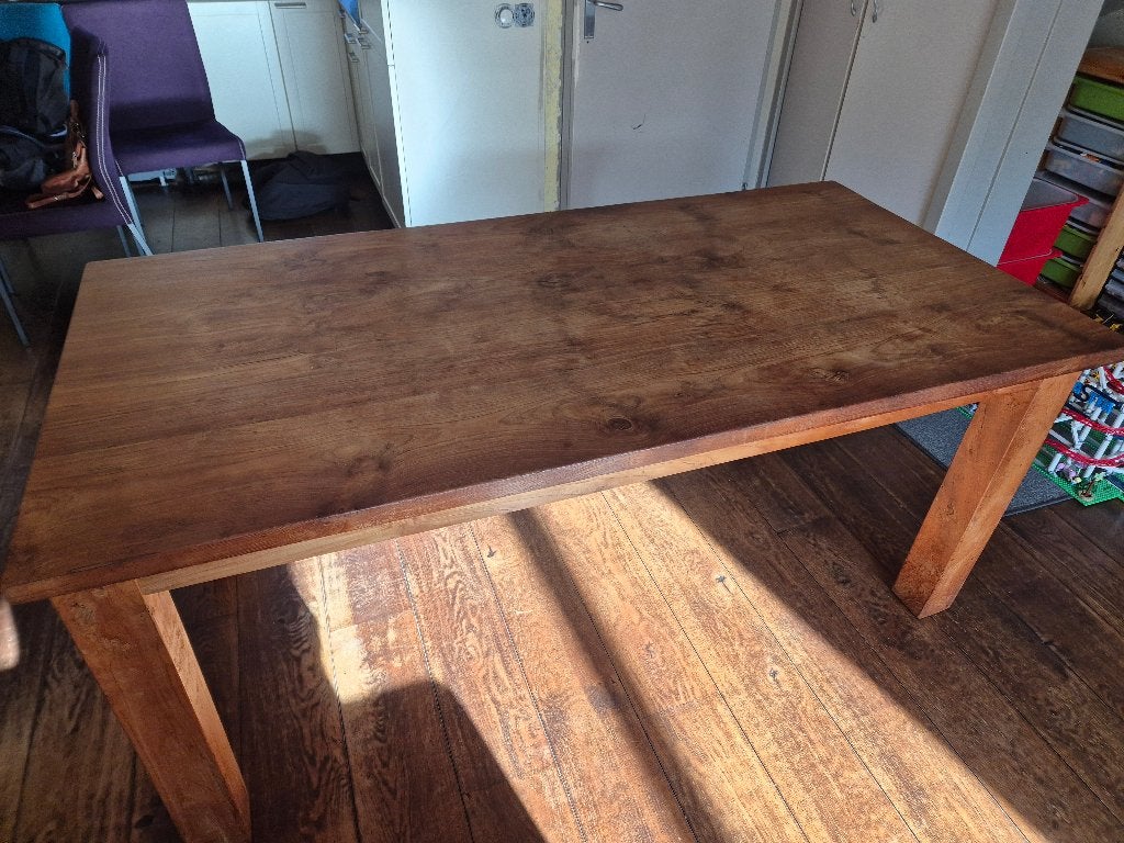 Eettafel teak 180x90x80, Ophalen, Gebruikt, Teakhout, 50 tot 100 cm