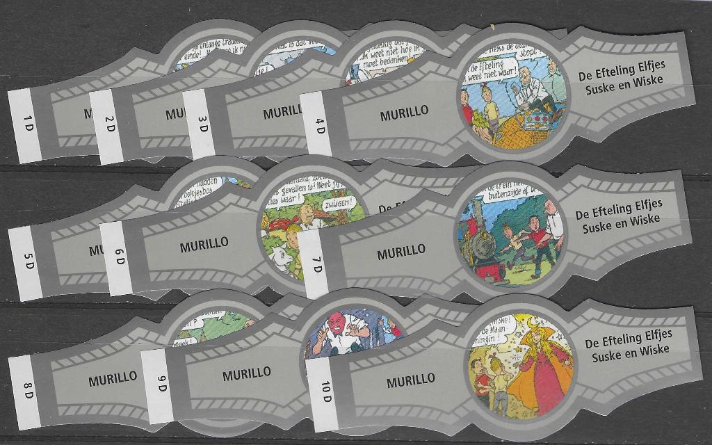 reeks  2660  suske en wiske   1-10  sigarenbanden, Ophalen of Verzenden, Zo goed als nieuw, Sigarenbandjes