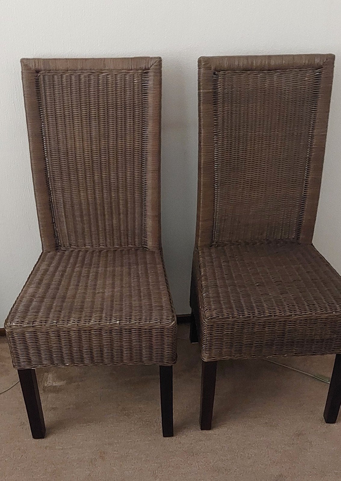 Twee Lloyd Loom rotan eetkamerstoelen - Bruin, Ophalen, Gebruikt, Twee, Bruin