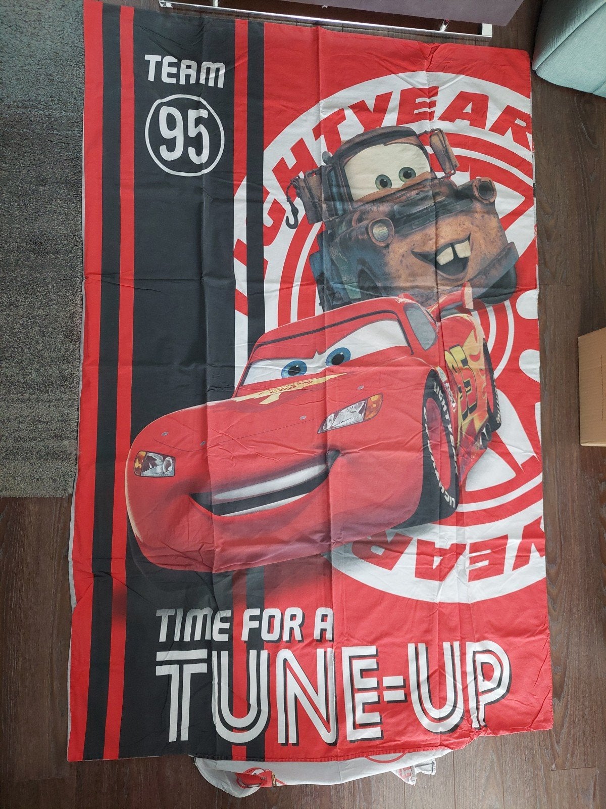 disney Cars Dekbekbedovertrek Bliksem McQueen en Takel, Overige merken, Dubbelzijdig, Zo goed als nieuw, Rood