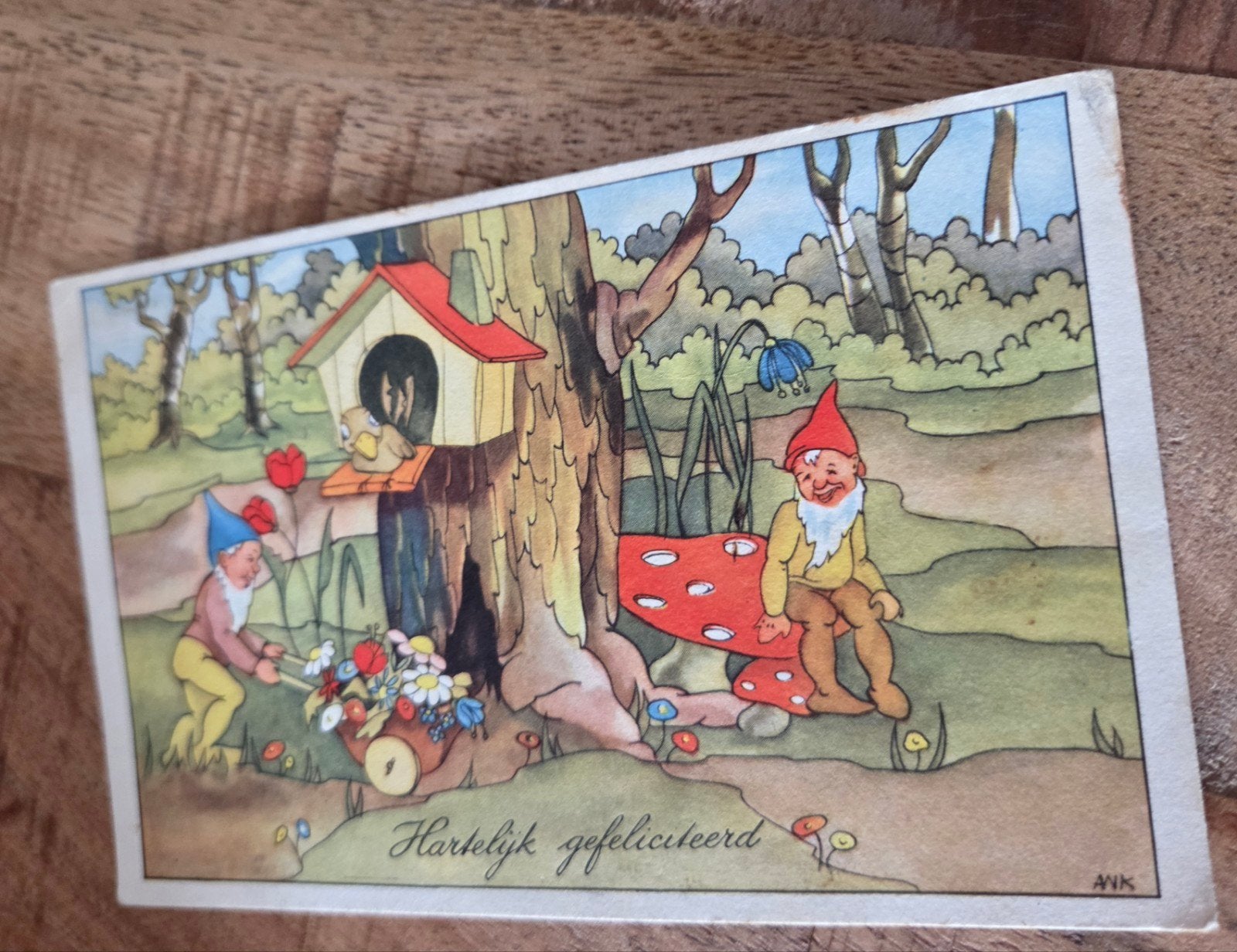Vintage Ansichtkaart Kabouters - Gelopen 1957, Verzenden, 1940 tot 1960, Gelopen, Kinderen