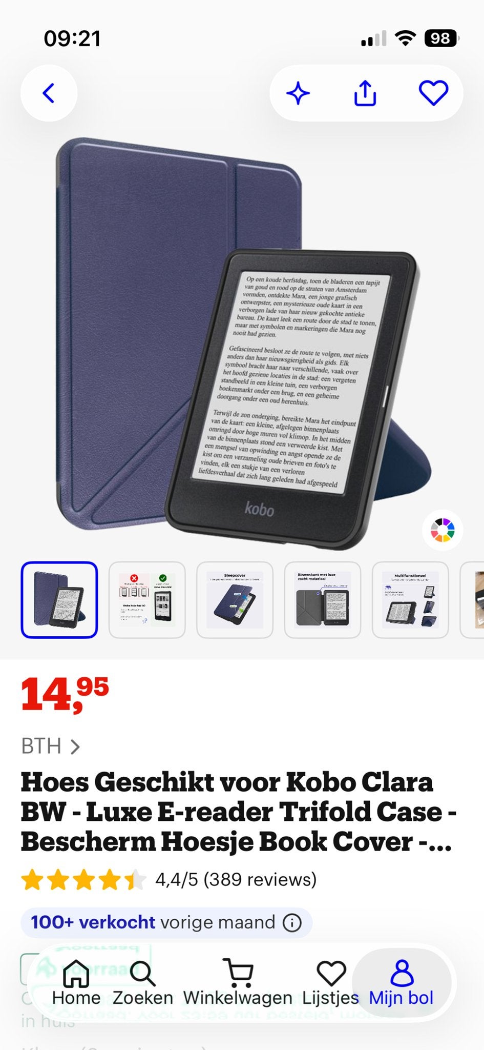 Luxe beschermhoes voor Kobo Clara BW e-reader, Computers en Software, E-readers, Ophalen of Verzenden, Zo goed als nieuw, 6 inch of minder