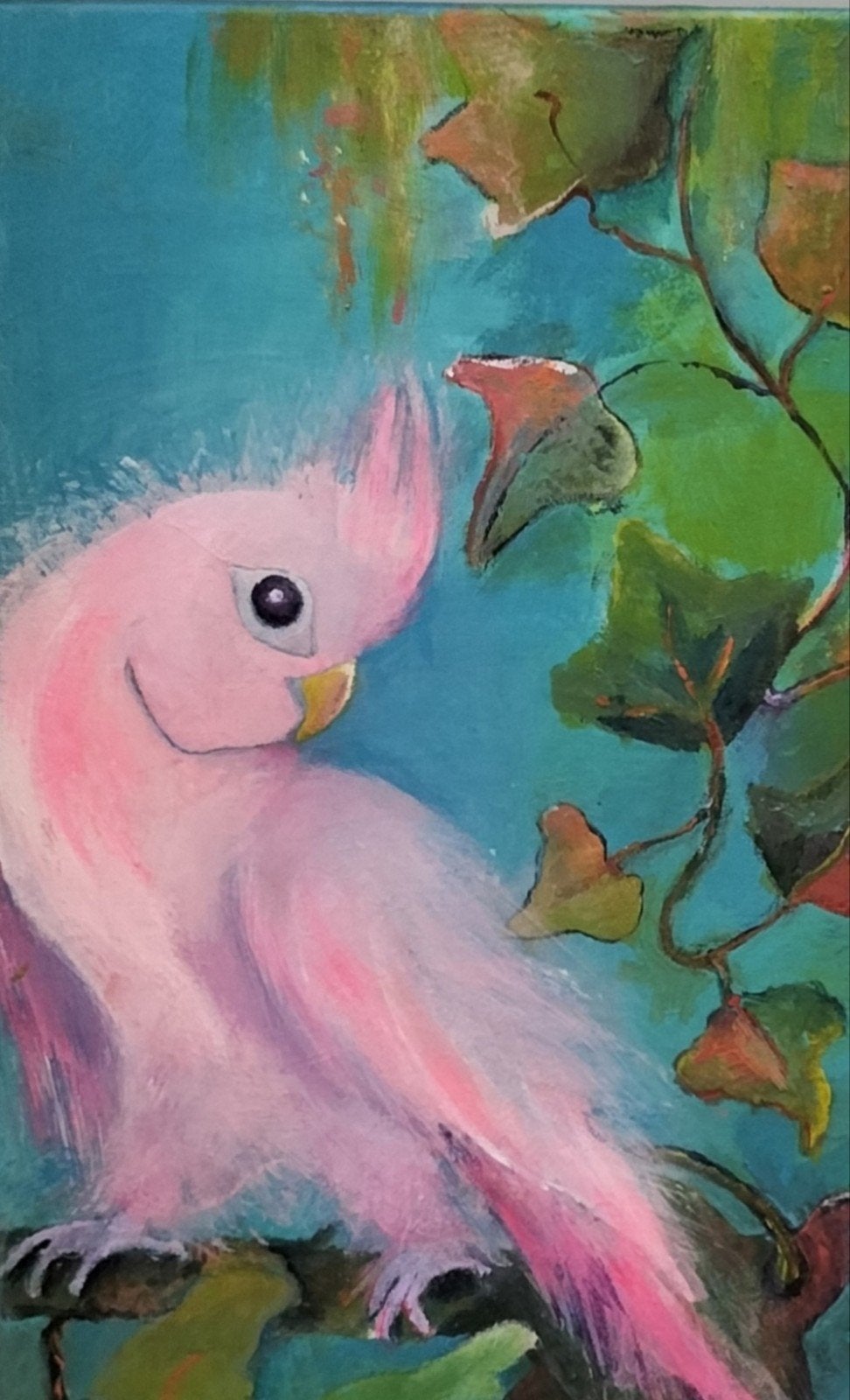 #Vogel#schilderij#kaketoe#fruit#bloem-moderne#oude meester", Ophalen, Acrylverf, Gesigneerd, Dieren