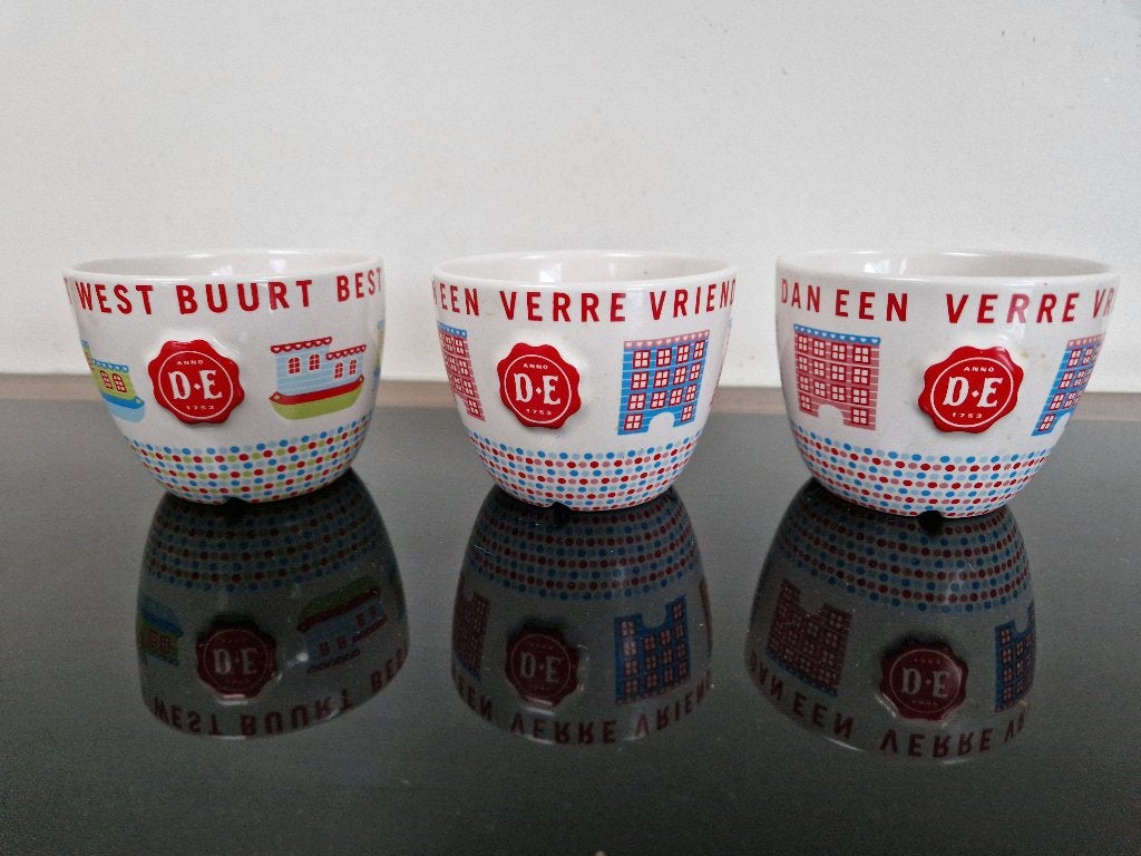 3 koffiemokken / kommetjes, Douwe Egberts, burendag., Huis en Inrichting, Keuken | Servies, Overige merken, Ophalen of Verzenden