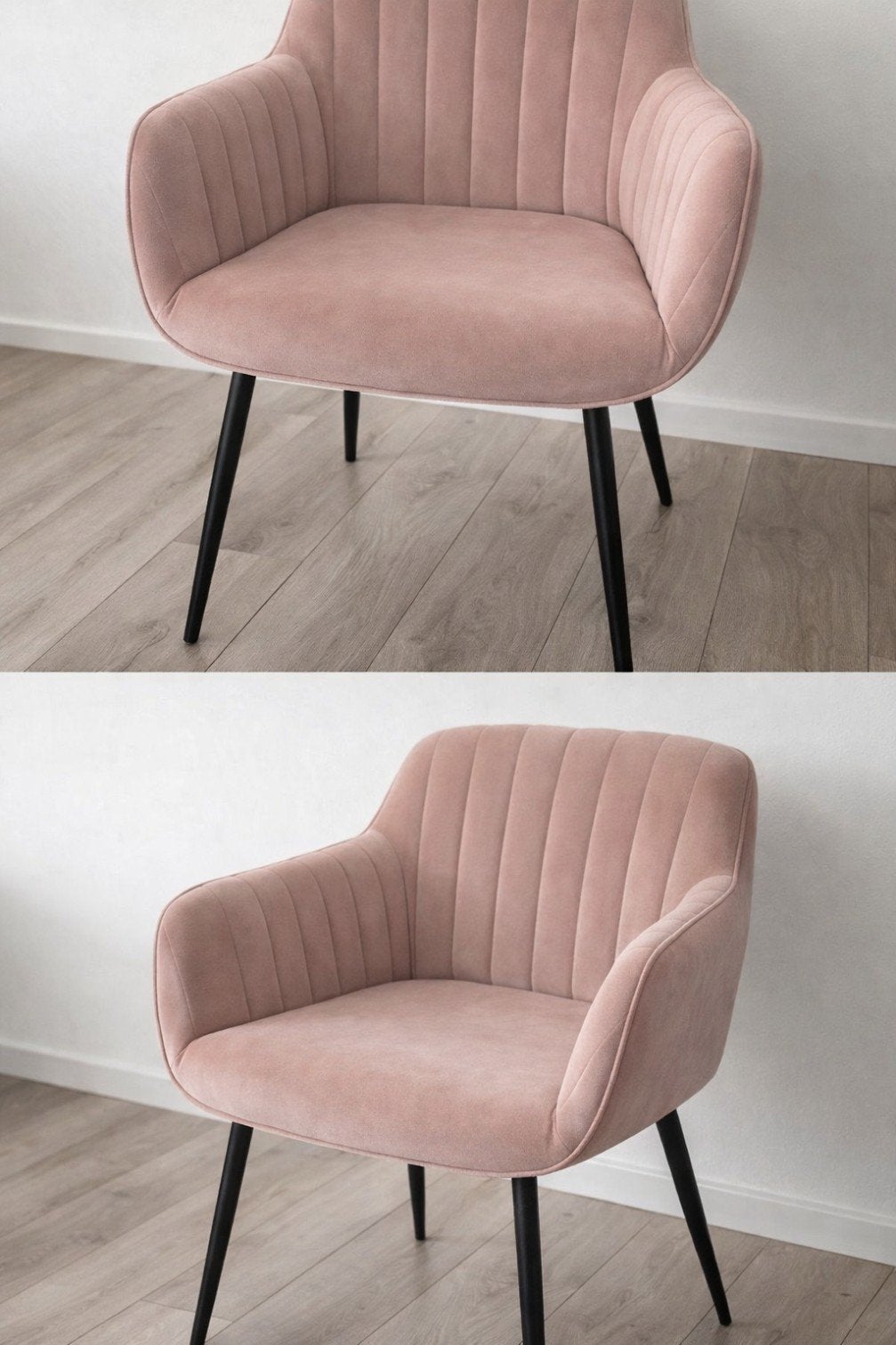 Set van 4 roze velvet stoelen Kwantum (zo goed als nieuw), Ophalen, Overige materialen, Rond, Zo goed als nieuw