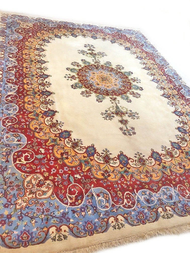 Groot Perzisch tapijt handgeknoopt Kirman Lawar, Ophalen, Gebruikt, 200 cm of meer, 200 cm of meer