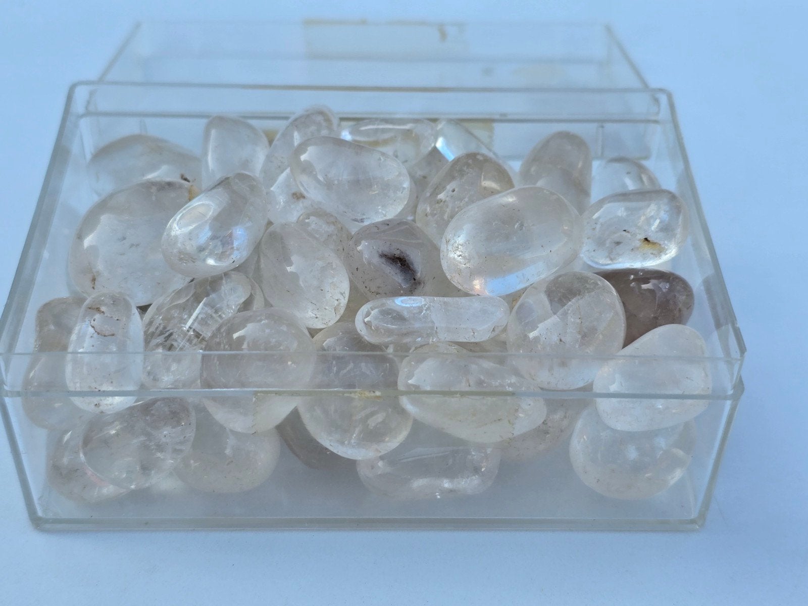 Antiek doosje van 440 gram BERGKRISTAL TROMMEL HALFEDELSTEEN, Ophalen of Verzenden, Nieuw