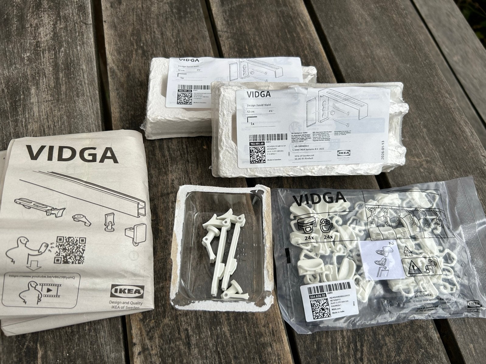 IKEA VIDGA Gordijnrails accessoires - Nieuw, Ophalen, Met haken, Wit, Nieuw