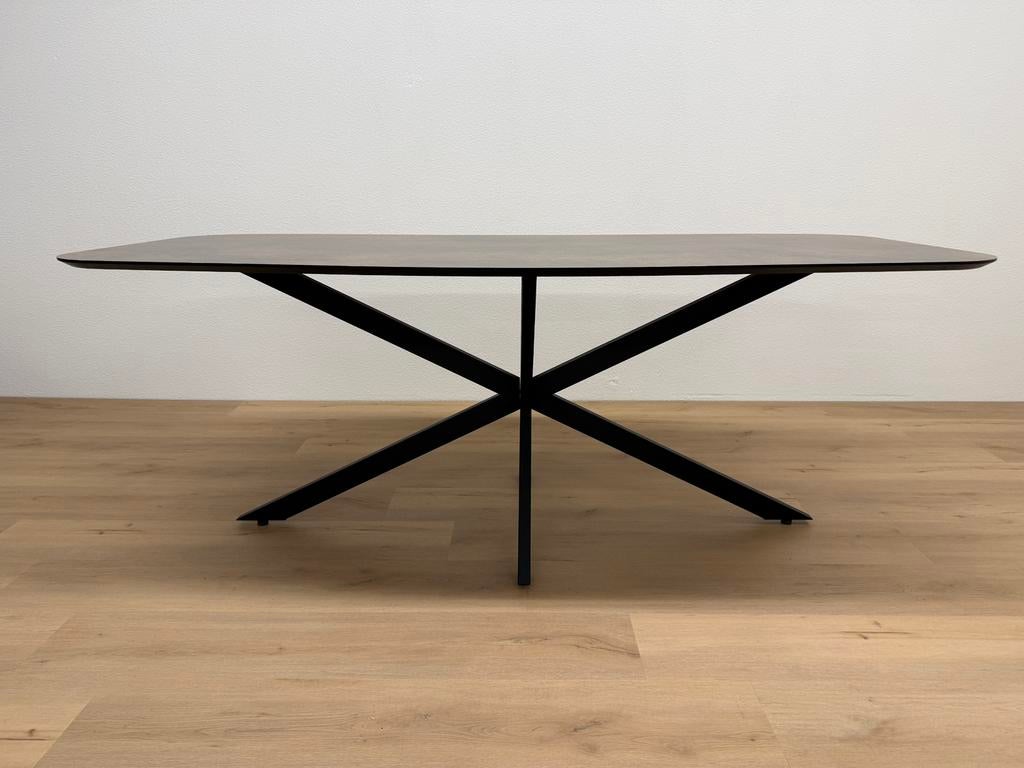 Deens ovale eettafel HPL Roest 200x100 - Direct Leverbaar, 100 tot 150 cm, 200 cm of meer, Ophalen of Verzenden, Zo goed als nieuw