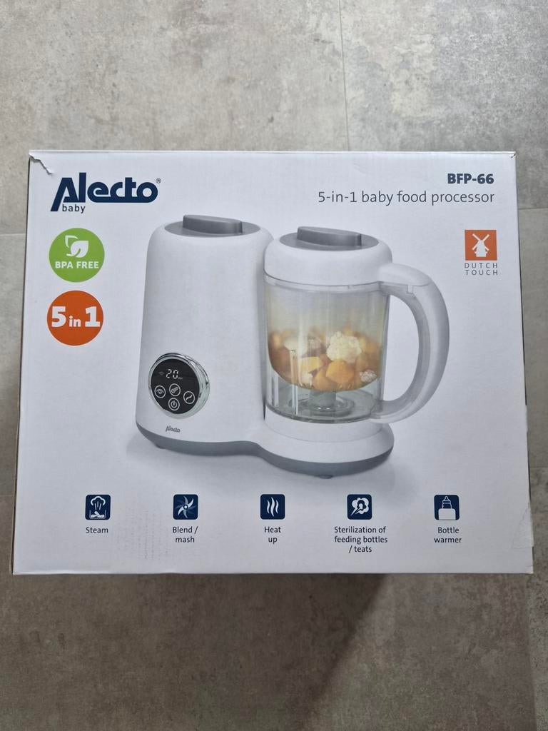 Alecto BFP-66 5-in-1 Babyvoedselbereider Z.G.A.N., Ophalen of Verzenden, Zo goed als nieuw, Flessen- of potjesverwarmer