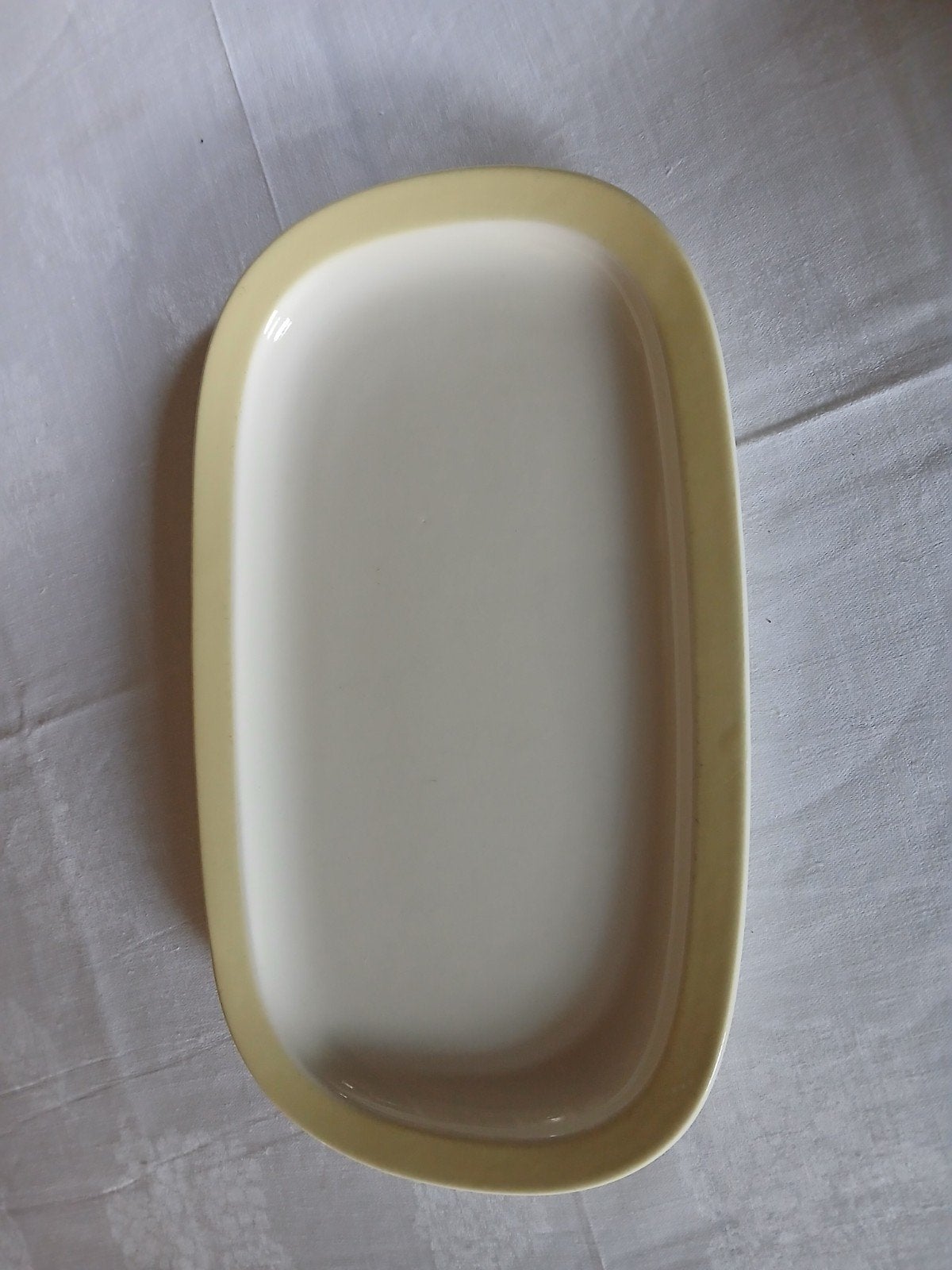 Pastel geel vleeswarenschaaltje van Societe Ceramique, Ophalen of Verzenden