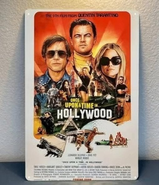 Vintage metalen bordje Once upon a time in Hollywood 30x20cm, Ophalen of Verzenden, Nieuw, Reclamebord