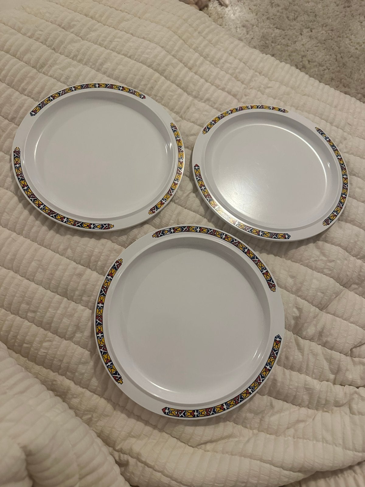 Set van 3 vintage Rosti Mepal dinerborden met geometrisch pa, Ophalen of Verzenden