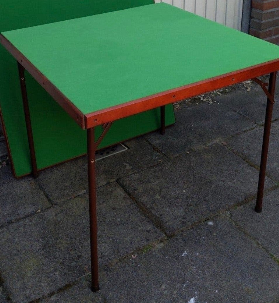 Opvouwbare kaart / bridge tafel met groen vilt, Een of twee spelers, Ophalen of Verzenden, Gebruikt