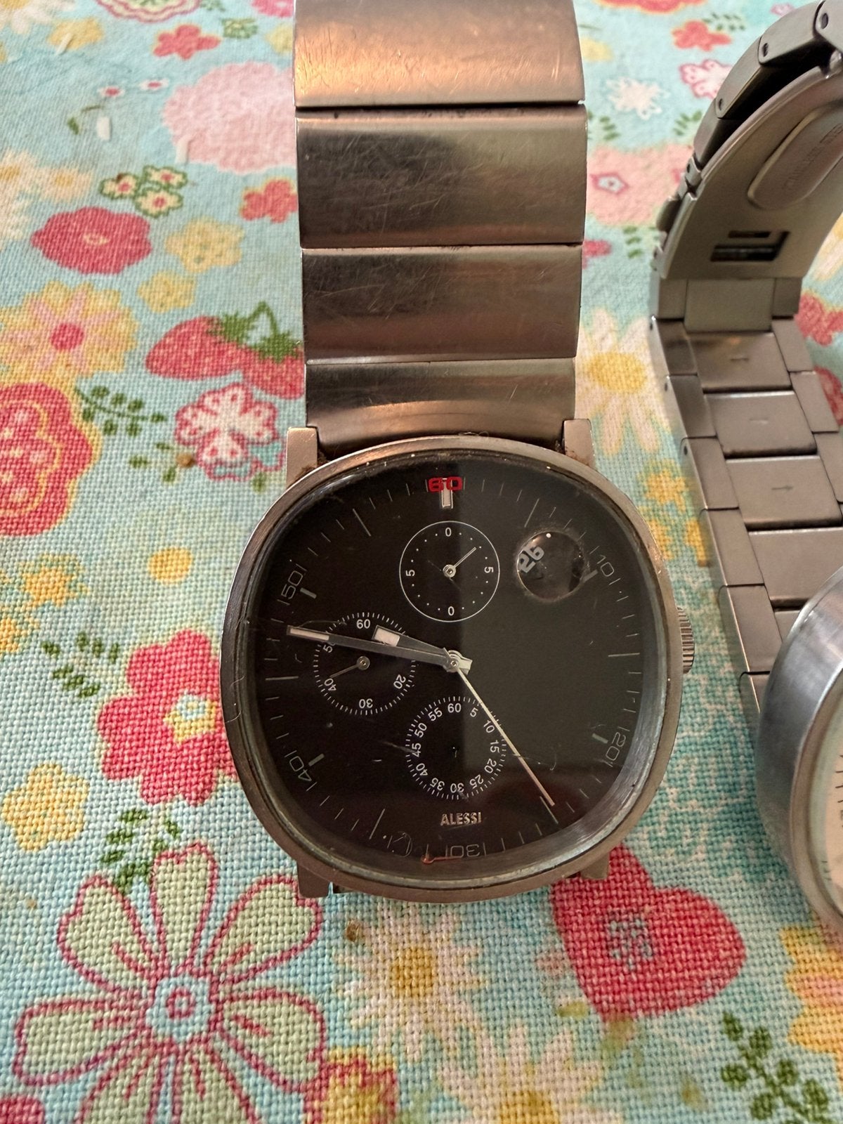 2 Alessi Pierro Lissoni Chronogaaf horloges, Ophalen of Verzenden, Staal, Overige merken, 1960 of later