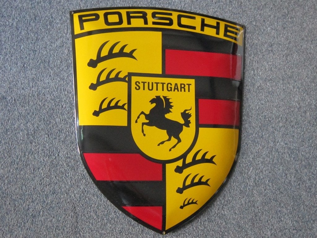 PORSCHE EMAILLE RECLAMEBORD, Verzamelen, Ophalen, Gebruikt, Reclamebord
