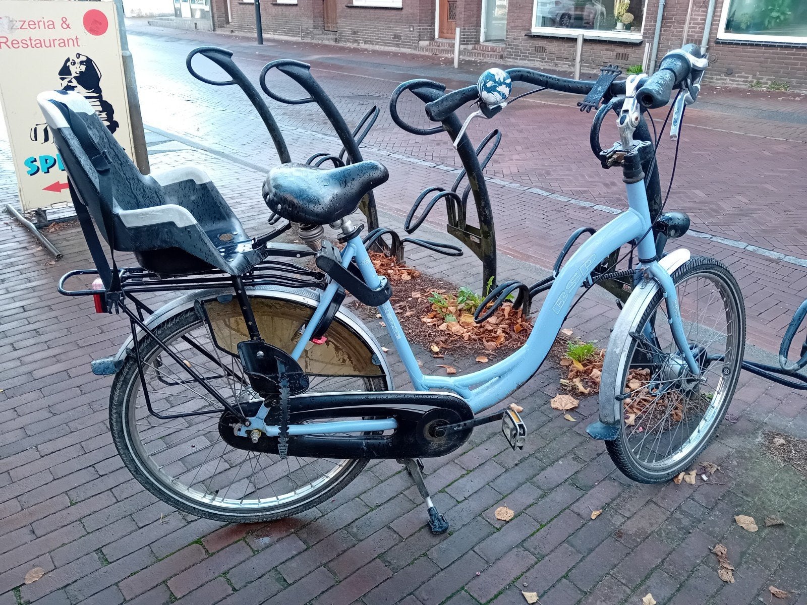 Fiets met voor- en achterzitje + transportrekje, Terugtraprem, Ophalen, Overige merken, 53 tot 56 cm