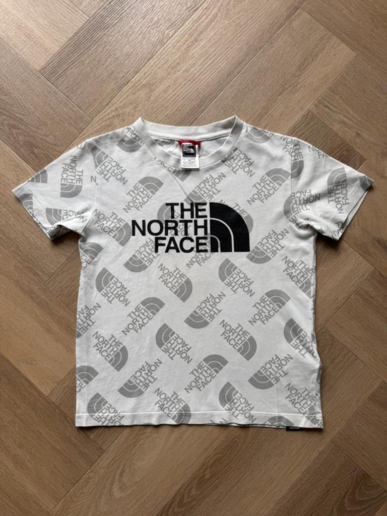 The North Face t-shirt wit/grijs/zwart maat 128, Ophalen of Verzenden, Zo goed als nieuw, Jongen, Shirt of Longsleeve