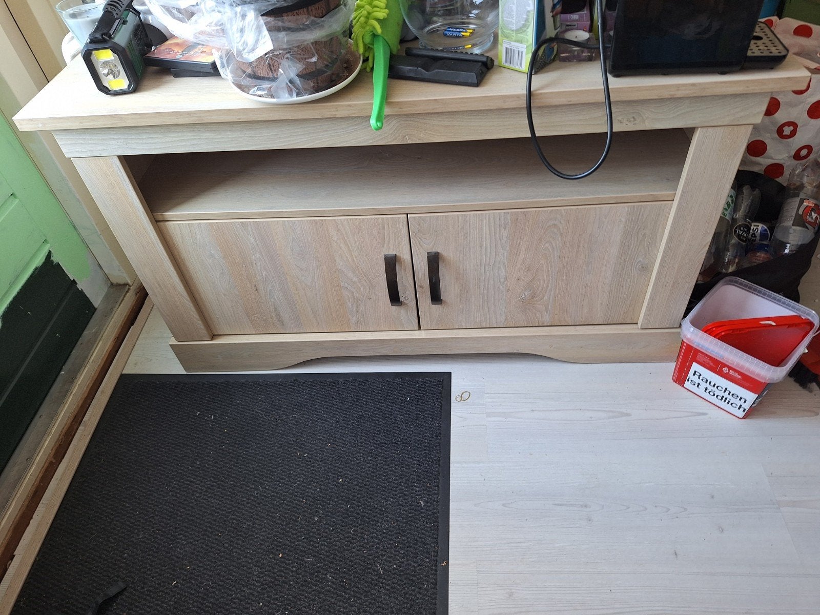 Houten TV-meubel met opbergruimte, Ophalen, 25 tot 50 cm, 100 tot 150 cm, Minder dan 100 cm