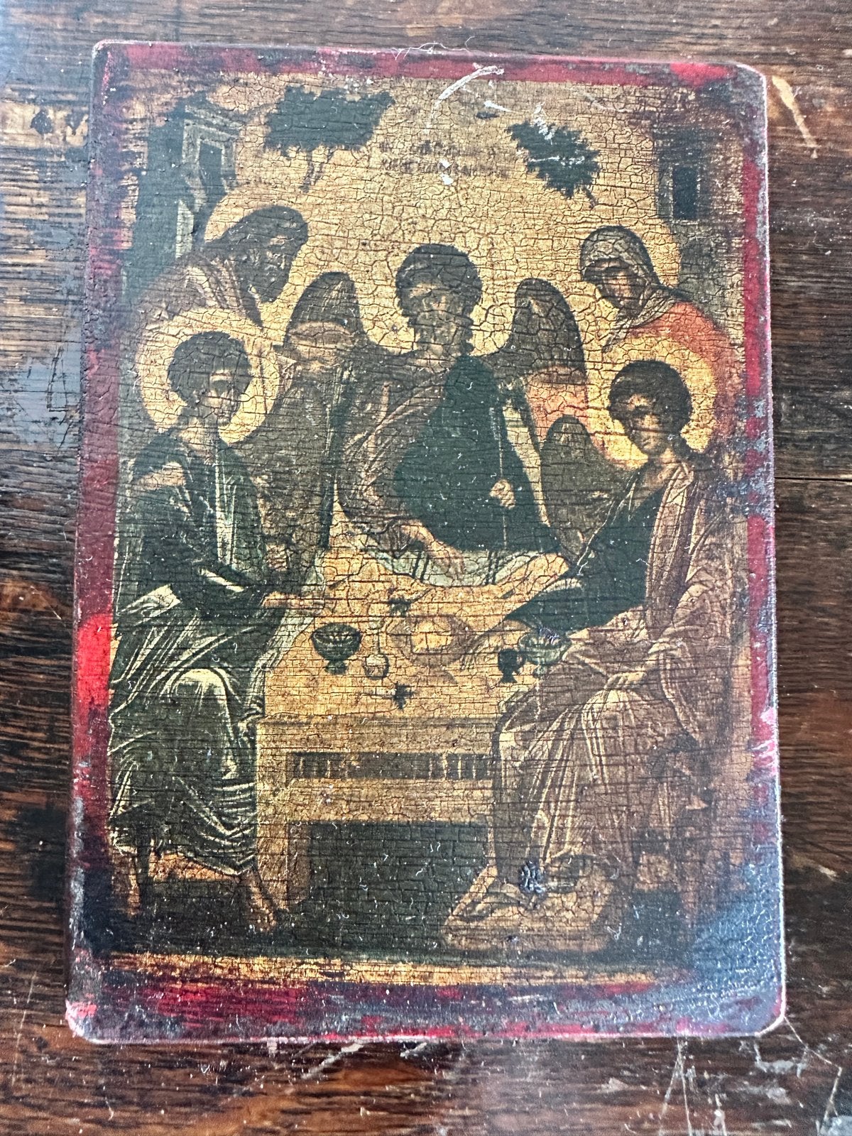 Antieke Russische Icoon: De Heilige Drie-eenheid, Antiek en Kunst, Antiek | Religie, Ophalen of Verzenden