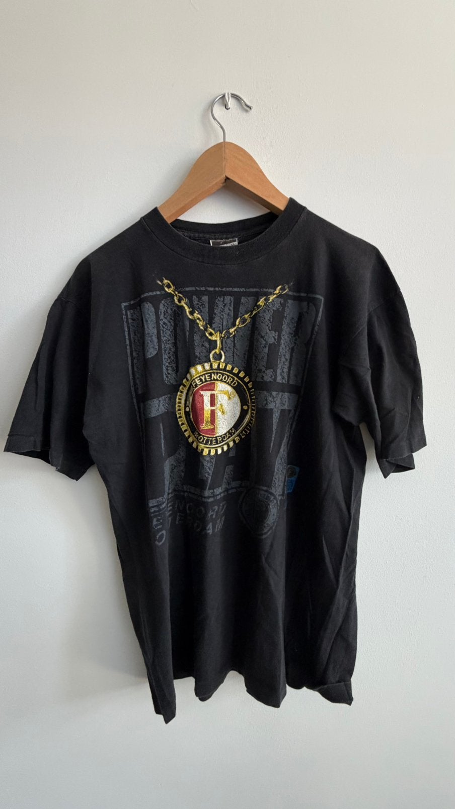 Vintage Feyenoord Power Play T-shirt Zwart – Jaren 90/00, Ophalen of Verzenden, Zo goed als nieuw, Feyenoord, Shirt