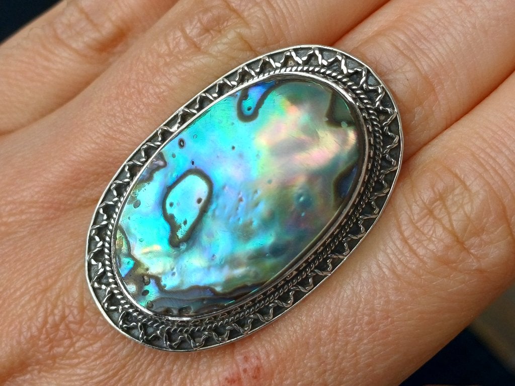 Vanoli Opmerkelijke 925 zilveren ring met abalone maat 19,5, Daiva1973@hotmail.com, Vanoli, Overige kleuren, 19 tot 20