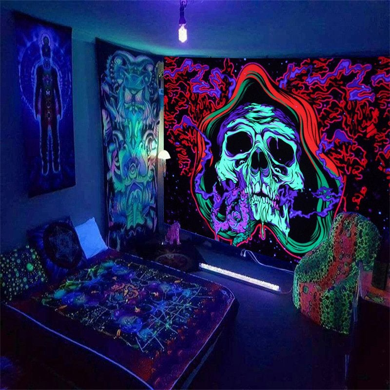 Doodskop Glow In The Dark Wandkleed / 3D Wand Kleed Skull, Verzenden, Nieuw, Wandkleed