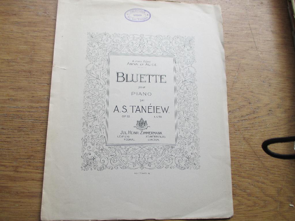 A.S.TANÉIEW - BLUETTE - VOOR PIANO, Gebruikt, Klassiek, Ophalen of Verzenden, Artiest of Componist