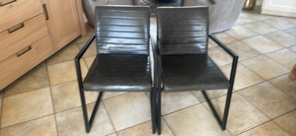 Set van 7industriële eetkamerstoelen, donkergrijs, Ophalen, Industrieel, Modern, Grijs, Vijf, Zes of meer stoelen