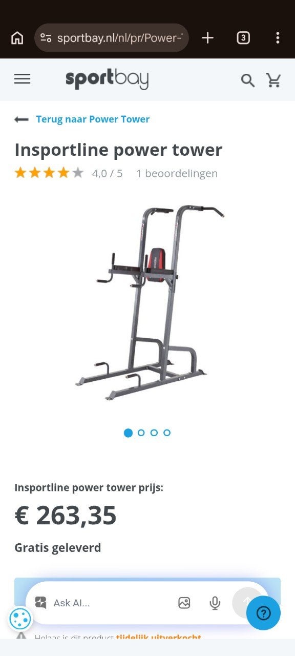 insportline dip optrek rek., Sport en Fitness, Ophalen, Armen, Krachtstation, Zo goed als nieuw